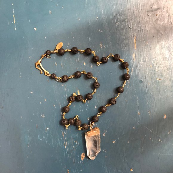 Quartz Crystal + Lava Necklace - Picture 3 of 6